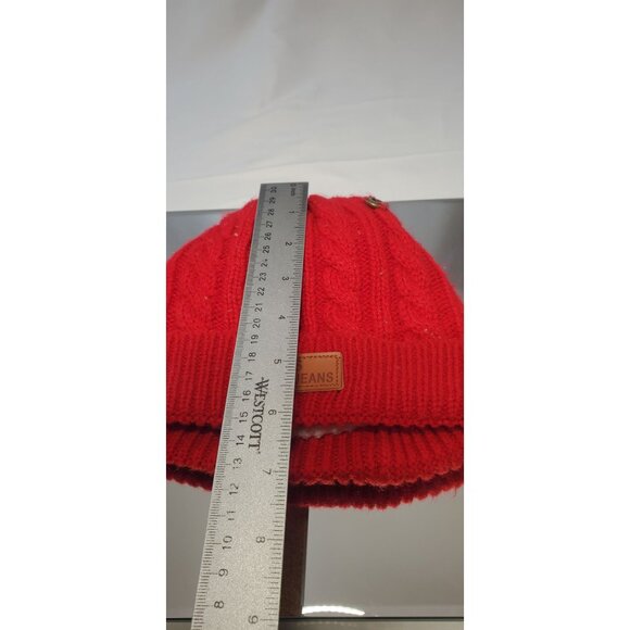 Fas Jeans Winter Beanie Hat Cap Cable Knit Red - Picture 6 of 6